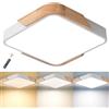 LuFun Plafoniera LED Quadrata in Legno 30x30cm Dimmerabile Telecomando