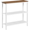HOOBRO Tavolo Console, Tavodo da Ingresso, con 2 Ripiani di Rete Metallica, Tavolo da Divano, Stile Industriale, Corridoio, Entrata, Soggiorno, Bianco e Noce EWH73XG01