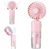 JIZZU Ventilatore Portatile a Mano con Nebulizzatore, 4 Velocità Ricaricabile USB