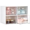 Vtopmart Confezione da 4 piccoli cassetti impilabili, organizer per trucchi da bagno, contenitori in plastica per vanità, sottolavello, mobili da cucina, dispensa, organizzazione della casa (bianco)