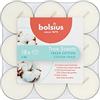 Bolsius Tealights Profumati in Aluminium Cup - Cotone Fresco - Set di 18 Pezzi - Colore Bianco - Lunga Durata di 4 Ore - Candele Decorative - Cera - Senza Fumo