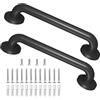 Sahans Confezione da 2 corrimano in metallo industriale da 40,6 cm, gradini per scale per interni ed esterni, corrimano di sicurezza (nero opaco) per barre di scale, barre da parete per anziani, montaggio a
