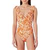 Amazon Essentials Costume da Bagno Intero con Scollo a V e Volant Donna