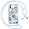 Yoedge Cover con Cordino per iPhone 12/iPhone 12 Pro, Custodia con Laccio Collana Regolabile Tracolla Aesthetic Oceano Disegni, Silicone TPU Necklace Protettiva Corda Case per iPhone 12 Pro 6,1, Blu