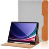Oduio Custodia per Samsung Galaxy Tab S10 Lite/S10 FE 10.9 Pollici 2025/S9 FE 10.9/ S9 11 Pollici 2023 Pelle PU Tablet Case, Funzione Supporto Pieghevole Cover Protettiva con Tasca - Grigio