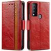 Generico DayQiQiPu Cover per TCL 30 V 5G T781S (6,67 Pollici) Custodia in pelle PU con Patchwork Guscio Protettiva Anti-Skimming Custodia Portafoglio Flip Caso Business, Rosso