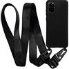MyGadget Cover per Samsung Galaxy S20 Plus - Custodia con Corda TPU Opaca - Case con Cordino Rigida & Resistente con Laccio | Tracolla - Nero