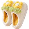 WYIKE STAR FIRE - Pantofole da donna per adulti, in peluche, a forma di fiore, antiscivolo, spessi, invernali, calde, in cotone, bianco, 40/41 EU