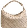 Generic HJDMO Borsa a mano in tessuto da donna in ecopelle borsa hobo con chiusura a zip borsa a tracolla lavoro quotidiano nero beige marrone caffè grigio, Colore sabbia [finitura opaca], 21cm×12cm×13.5cm