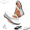 Generic Sandali da donna con zeppa con strass, infradito da donna, casual, con punta aperta, senza lacci, con plateau, tacco a zeppa con strass, scarpe da festa di nozze