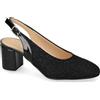 Valleverde 28200A Slingback Cerimonia Donna Tessuto Nero Tacco Grosso 6Cm Suola Gomma Sintetica