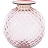 Venini / Monofiore Balloton / vaso / rosa cipria, filo rosso sangue di bue / vetro soffiato lavorato a mano - 100.29 RC-RB