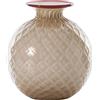 Venini / Monofiore Balloton / vaso / moka, lattimo, filo rosso / vetro opalino soffiato lavorato a mano - 100.14 MK-LA-RV