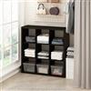 Furinno Cubic Scaffale Organizzatore Multiuso Aperto per Abbigliamento e Armadio, 9 Cubi, Rovere Scuro