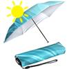 Knirps Ombrello tascabile US.050 Ultra Light Slim Manual con protezione UV e calore Wave - Blue - Silver Heat Shield