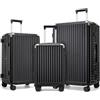 KONO Set di Valigie M/L/XL, Set 3 pezzi, Valigia Rigida in PC Ultra Resistente, con Supporto Smartphone e Gancio, Cornice in Alluminio Senza Cerniera, per Viaggi, Inizio Scuola e Lavoro