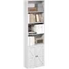 Furinno JENSEN Libreria Country A 6 Ripiani, Libreria Espositiva Con Ante, Per Soggiorno, Camera Da Letto, Ufficio Domestico, Bianco