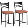 Garvee Sgabelli da Bar con Schienale a X, Seduta Imbottita in Similpelle, Telaio in Metallo Resistente, Stile Industriale Moderno, Perfetti per Cucina, Isola e Sala da Pranzo - Set di 2 - Marrone,