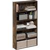 Furinno Basic Libreria Aperta a 5 Ripiani, Scaffale, Organizzatore Portaoggetti, 16.8 x 60 x 110.9 cm, Pino Ambra