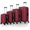 Juskys set di valigie rigide 4 pezzi - lucchetto a combinazione, ruote silenziose a 360°, grande, manico telescopico, leggero - valigie in rosso