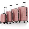 Juskys set di valigie rigide 4 pezzi - lucchetto a combinazione, ruote silenziose a 360°, grande, manico telescopico, leggero - valigie in rosa
