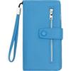 QUEEN HELENA Portafoglio con Zip e Laccetto da Polso Mini Pochette Donna PF22-8 (Azzurro)