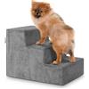 Juskys Scaletta per animali Juskys, 36 cm, a 3 gradini con peluche lavabile, per cani e gatti, ideale per letto, divano, sofà e auto - Rivestimento grigio