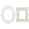 Toddmomy Resina Cornice Portafoto 2 Pezzi Bianca Vintage, Ovale | Tavolo per Foto e Cosmetici, Effetto Rétro per e Decorazioni, Stabile
