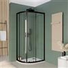 DEGHI Box doccia semicircolare 70x90 cm in vetro trasparente e profilo nero 185h - Young