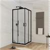 DEGHI Box doccia 75x75 cm in vetro temperato 6 mm trasparente 185h con profilo nero - Young