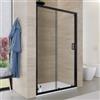 DEGHI Nicchia doccia scorrevole 120 cm in vetro temperato 6 cm trasparente 185h con profilo nero - Young