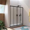 DEGHI Nicchia doccia doppio scorrevole 160 cm in vetro temperato 6 mm trasparente 185h con profilo nero - Young