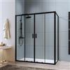 DEGHI Box doccia 80x160 cm scorrevole in vetro temperato 6 mm trasparente 185h e profilo nero - Young
