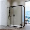 DEGHI Box doccia 70x170 cm scorrevole in vetro temperato 6 mm trasparente 185h e profilo nero - Young