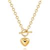 Aobei Pearl Dainty 18K oro semplice cuore ciondolo collana Chunky link catena per le donne chiusura toggle collana strati gioielli