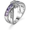 Wycian Engagement Ring, Anello Donna con Pietra Zirconia Cubica Viola Placcato Argento Pietra Preziosa Intarsiata per Donna Matrimonio Fedine Regali S2