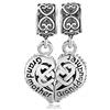 FGT 2 ciondoli a forma di cuore per zia, nipote, per bracciali, collane, ciondoli compatibili con braccialetti Pandora, regalo per nonna, festa della mamma, Zirconia cubica, Nessuna pietra preziosa