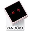 PANDORA Timeless Orecchini a bottone con cuore in argento Sterling con cristallo rosso ciliegia Jubilee, Orecchini A Bottone