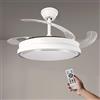 M mimotec -Ventilatore da Soffitto White Hood 70W con Luce LED Regolabile CCT, Motore DC 30W a Basso Consumo + LED 40W, 6 Velocità, Silenzioso, 4 Pale Retrattili, Estate/Inverno, Timer, Telecomando