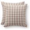 GAMUSI Set 2 Federe per Cuscino Vichy a Quadretti 45 x 45 - Federe Decorative per Cuscini Divano con Cerniera, Cotone, Traspirante e Morbido, Tortora