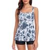 FLYILY Donne 2 Pezzi Tankini Sets Twist Front Tankini Top con Boyshorts Tummy Control Costume da Bagno Floreale