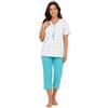 Leedya Pigiama Donna Estivo in Cotone Leggero e Traspirante Mezza Manica e Pantaloni Pinocchietto Modello (TIF 757 Conchiglia Verde TG XL)