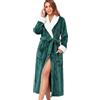 RONGTAI Plush Fleece Bathrobe for Women, Long Robe with Two Side Pockets and Belt, Warm and Cozy Fluffy Sleepwear Nightgown (Emerald Green, XL)