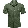PADOLA Camicia Uomo Button Down con Tasca Camicie da Lavoro a Maniche Corte Tops vestibilità Regolare(XXL,Verde Militare)