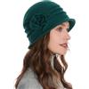 ZLYC - Cappello da Pescatore a Cloche in Lana da Donna, Stile Vintage Anni '20, con Dettaglio Floreale, Taglia Unica