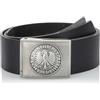 Mil-Tec BW Cinturone di servizio, in pelle, con fibbia, Unisex adulto Uomo, nero/argento, 100
