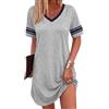 Bresdk Camicia da Notte Donna in Cotone Estiva Maniche Corte | Abito sleepwear leggero con bordi a contrasto, ideale per la degenza ospedaliera, il relax domestico e il riposo