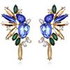 EVER FAITH Cristalli Fashion Statement Orecchini, Art Deco Marquise Goccia Cluster Bling Coloreato Orecchini pendenti per Donna Blu con Champagne Oro-fondo