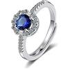 GMEDRIDAS Fedina Argento 925 Donna Anelli Regolabili Delle Signore, Anello Blue Stone Thumb Ring Anelli di Fidanzamento Regalo per le Donne