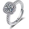 GMEDRIDAS Fedina Argento 925 Donna Anelli Regolabili Delle Signore,Bianco Quadrato Zirconia Birthstone Thumb Ring Anelli Nuziali Anelli di Fidanzamento Regalo per le Donne